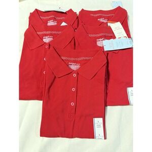 5 Pk Red cat & jack girls' school uniform interlock short sleeve polo Sz L 10